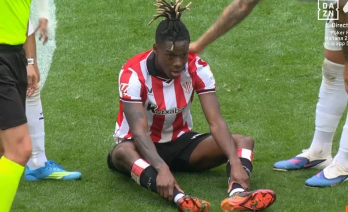 Nico Williams se retira lesionado del partido contra el Valencia